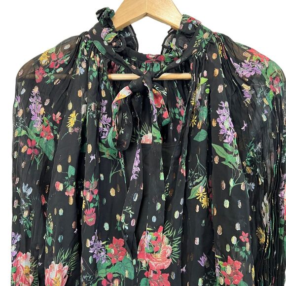 Amur Yael A line Dress In Black Floating Floral Size 2 - Picture 5 of 16